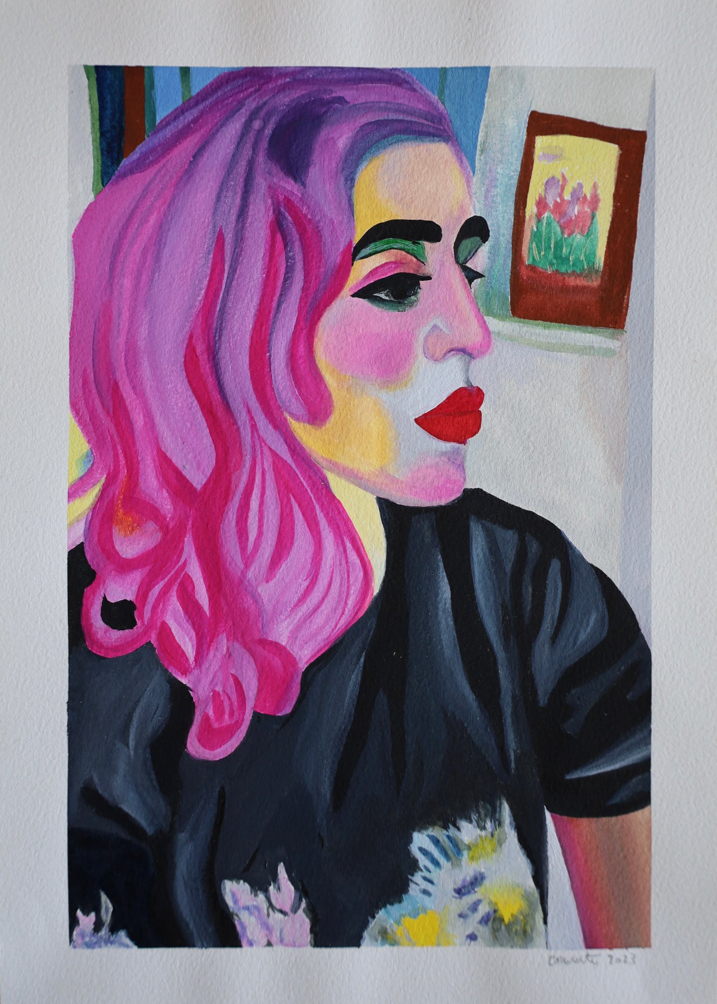 Original Gouache - AI Self Portrait